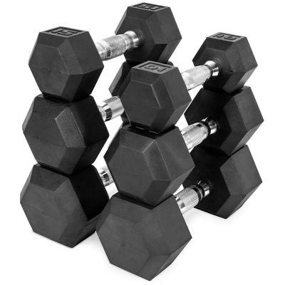 China Weight Lifting Factory Wholesale Gym Equipment Rubber Hex Dumbbell for sale