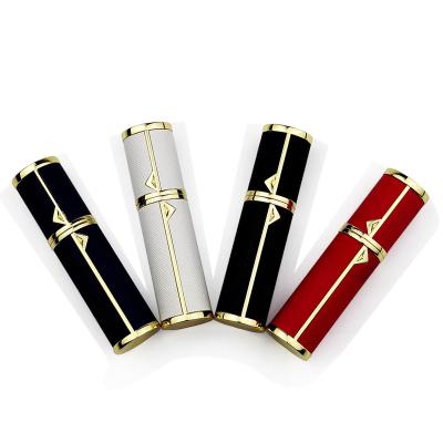 China Cosmetic 5ml Luxurious Customized Leather Color Logo Case Travel Perfume Atomizer Refillable at Bottom Perfum Bottle for sale