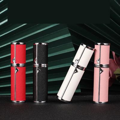 China 5ml Cosmetic Ready to Ship Luxury Portable Bottom Base Case Travel Perfume Atomizer Refillable Leather Aluminum Bottle Good Quality for sale