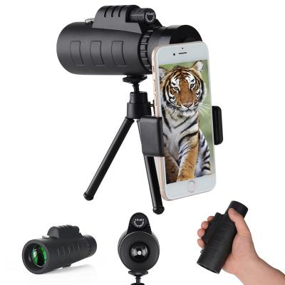 China Bird Watching Camping Mount 40x60 HD FMC Low Light Night Vision Monocular Telescope with Smartphone Stand and Tripod for Outdoor Camping for sale