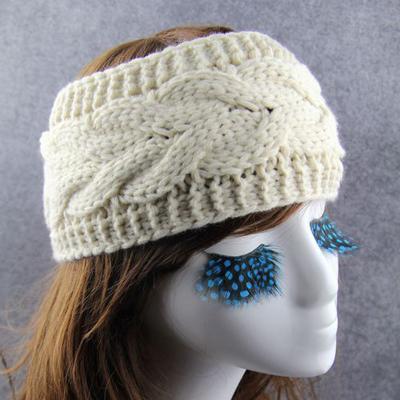 China Fashion Button Knitted Warm Woolen Winter Ear Hook Turban Twist Headbands For Women for sale