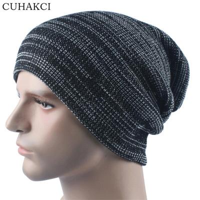 China breathable & Autumn Winter Men's Hats Solid Fashions Knitted Beanie Hats Sports Skull Striped Hat Waterproof Wholesale for sale