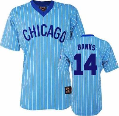 China Men's #14 Antibacterial Blue Regression Ernie Banks Jersey, Chicago Cubs for sale