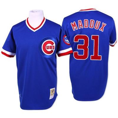 China Antibacterial Blue Baseball Jersey Men's Throwback #31 Chicago Cubs Greg Maddux Jerseys Stitched S-5XL for sale