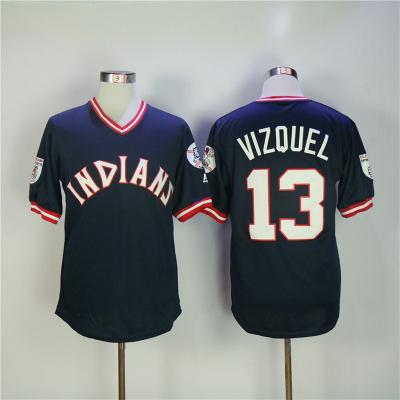 China Cleveland Indians 13 Omar Vizquel Throwback Antibacterial Baseball Jersey Pitched S-5XL for sale