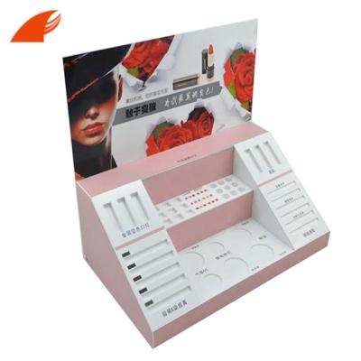 China Better Artwork Customized Cardboard Cosmetic Counter Display For Lipsticks for sale