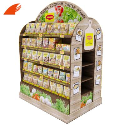 China Better Illustration Two Sides Pallet Cardboard Display For Tomato Sauce/Cheese/Dried Fruit Snacks And Raisins Sale for sale