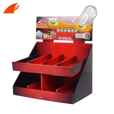 China Better Illustration Two Tiers Cardboard Counter Display Stand For Power Bank / Battery Promotion for sale