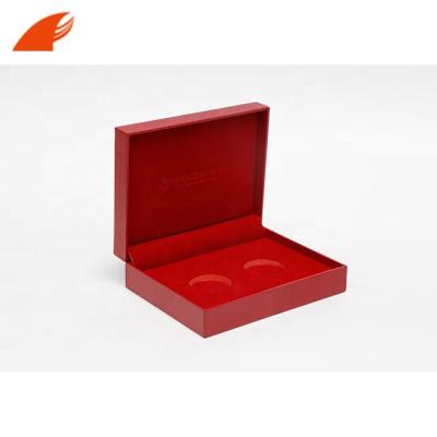 China Recyclable Custom Leather / Fabric Packaging Boxes For Coin / Memorial Jewelry for sale