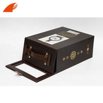 China Recyclable Luxury Wine Packaging Boxes / PU Leather Wine Box / Wine Gift Packing Box for sale