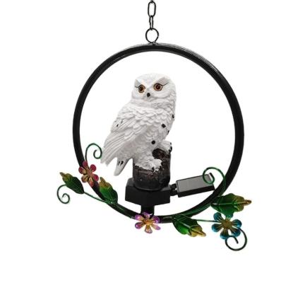 China Owl Resin Iron Chandelier Garden Home Outdoor Solar Lamp Decorative Lights Decoration Landscape Animals in Solar Lamp for sale