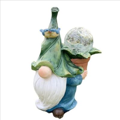 China 2021 Resin Modern Outdoor Green Dwarf American Garden Decoration Simplicity Solar Lawn Light for sale