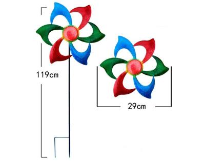 China Simple Garden Yard Solar Wind Spinner Garden Stakes Metal Flowers With Metal Garden Stake for sale