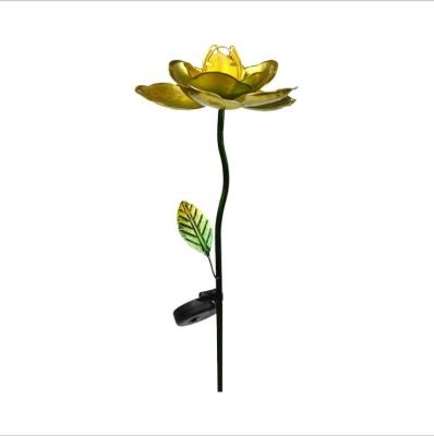 China Garden Glass Flower Solar Lawn Lights Ground Insert Outdoor Lawn Garden Stakes for sale