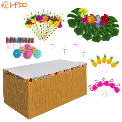 China Stage Layout Props Kaifeng Party Table Umbrella Small Turtle Skirt Hawaiian Hibiscus Flower Back Leaf Sign Paper Straw Table Setting Props for sale