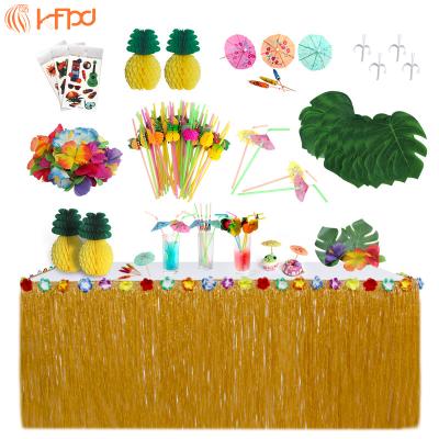 China Holiday Table Setting Hawaiian Tropical Decorative Tortoise Table Skirt Hawaiian Tropical Decorative Tortoise Table Top 3D Stick Body Tattoo Stick Body Umbrella 3D Fruit Back Straws for sale