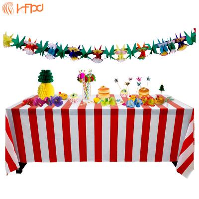 China Holiday party stage layout props tablecloth background wall decoration festival party stage red and white striped layout 137*274CM for sale