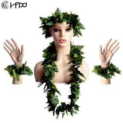 China Kaifeng Silk Party Fabric Leaf Clover Hawaiian Artificial Garland Necklace Headband Bracelet Holiday Decoration Factory Outlet for sale