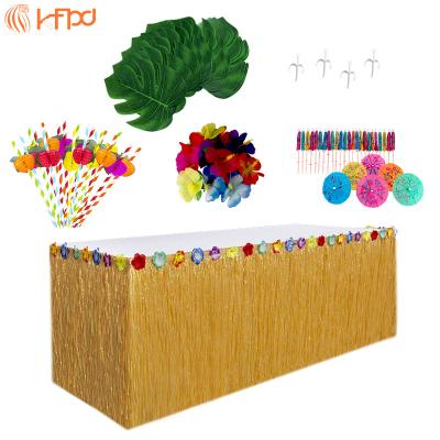 China Stage Layout KFPD Hawaii Beach Vacation Scene Layout Props Table Skirt Turtle Leaf Hibiscus Paper Straw Back Combination for sale