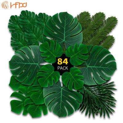 China Wedding Hawaiian Decoration Jungle Beach Theme Party Table Decorated Tropical Simulated Hunting Leaves Jungle Artificial Leaves for sale