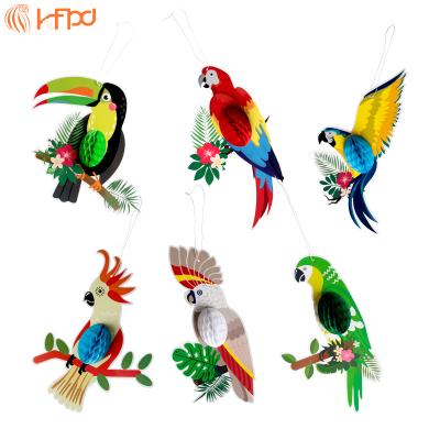 China Tropical Hawaii Summer Beach Bar Home Banquet Classroom Ornaments Parrot Bird Honeycomb Background Wall Decoration KFPD6 for sale