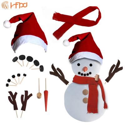 China Snowman Dress Up Set KFPD Snowman Dress Up Set Winter Wooden Christmas Button Pipe Nose Hat Christmas Snowman Outdoor Decoration 15 Pieces for sale