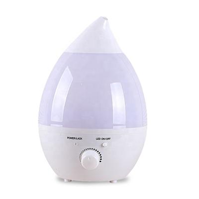 China Hotel Large Capacity 4.0L/220V Water Drop Shape Ultrasonic Cool Mist Air Humidifier Essential Oil Diffuser With LED Night Light for sale