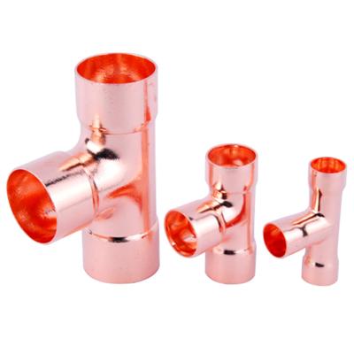 China Copper Tee Fittings Copper Equal Reducing Copper Tee Pipe for sale