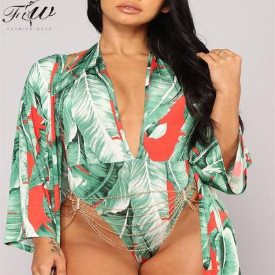 China Manufacturer Breathable Custom Plus Girl Green Sexy High Cut Bikini Thong Printed One Piece Swimsuit for sale