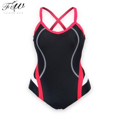 China Breathable Adjustable Strap Cross Lycra Nylon Women's Swimwear Private Label Competition Back One-Piece Swim Packing Suits for sale