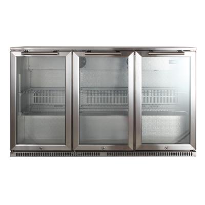 China Stainless Steel Outdoor Glass Cooler Fridge Chiller Three Door Chiller Fridge for sale