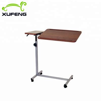 China Modern Hospital Wood Over Bed Table Hospital Adjustable Over Bed Table for sale