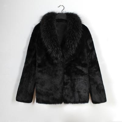 China 2017 Hot Sale New Winter Anti-Shrink Men's Fashion Faux Fur Collar Jacket Black Coat for sale