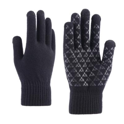 China New Daily Style Thicken Plush Striping Warm Soft Knitted Touch Screen Winter Cycling Gloves For Women for sale