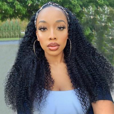 China African American Curly Women Headband Wigs Virgin Hair Curly Headband Wig for sale