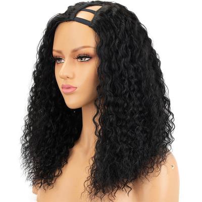 China 100% Human Hair 200% Density Full Volume Left Side U Virgin Deep Curly Thick Curly Deep Part Hair Wigs 100% Unprocessed for sale