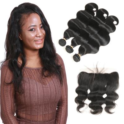 China Invisible Body Wave HD Lace Frontal Closure Hair With Bundles , Body Wave Hair Bundles Deals With Lace Headband With Baby Hair for sale