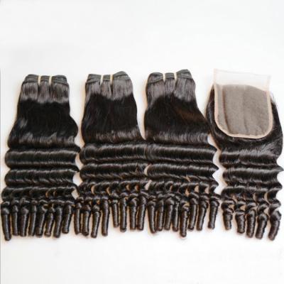 China FUMI Wholesale Cheap Double Drawn Virgin Hair Extensions , Cheap Nubian Brazilian Curly Hair Bundles Funmi for sale