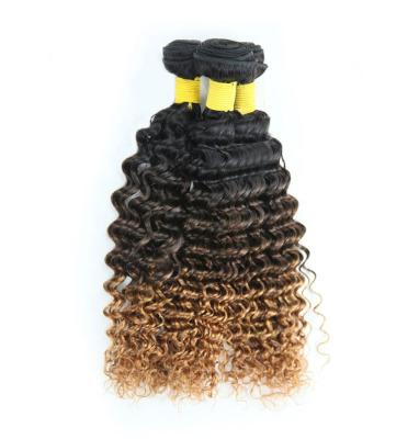 China Brazilian Deep Wave Ombre Hair Bundles Deep Wave With Closure, Sew In Hair Weave Ombre Hair Weaves Curly for sale