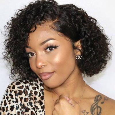 China Short Curly Curly Pixie Cut Bob Hair Wigs Lace Front Wigs Indian Hair Closure for sale