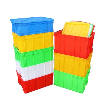 China Box Linhui Warehouse Manufacturer Heavy Pe Auto Part Duty Solid Crates For Agriculture Rectangular Pile Plastic Turnover Box for sale