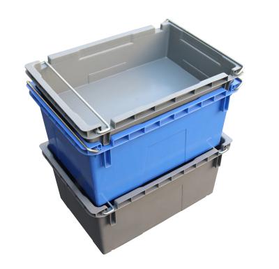 China Stackable Multifunctional Industry Stackable Plastic Packaging With Metal Handle for sale