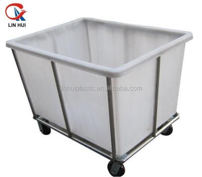 China PE Traditional Stackable Storage Plastic Material Usage Specific Laundry Basket And Hotel Trolley With Wheels for sale