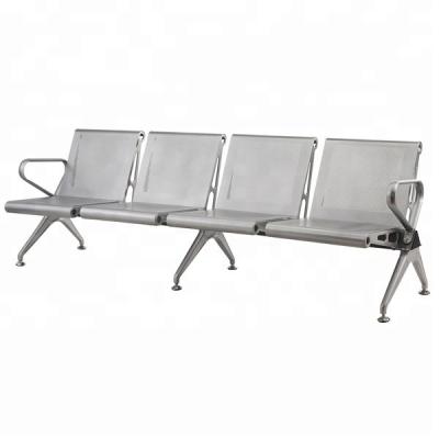 China Hospital Silver Mild Steel 4 Seats Metro Station Waiting Chair for sale