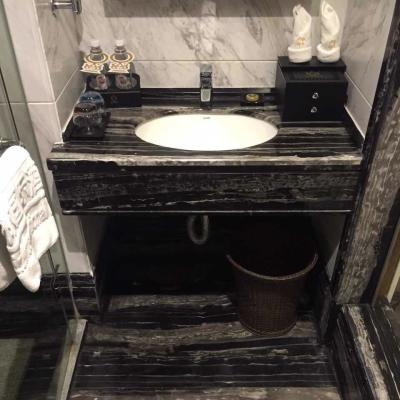 China Modern Bathroom White Stripe Marble Stone, Black Marble, Dragon Silver Marble For Vanity Top for sale