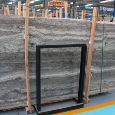 China Good Price Modern Dark Gray Vein Iran Silver Travertine Marble Tremendous Veins Travertine Stone for sale