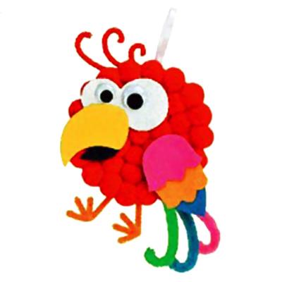 China DIY Decoration Gift Parrot Animal Pompom With Paper Plate Craft for sale