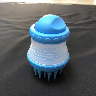 China New Stocked Pet Bath Tool Pet Hair Bath Brush with Shampoo Press Massage Pet Brush for sale