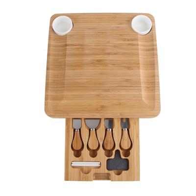 China Sustainable 100% Organic Bamboo Wooden Cheese Board and Knife Set, Perfect for a Gift for sale