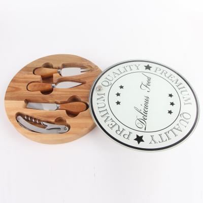 China Sustainable cheese board with cutlery set and tempered glass size board for sale